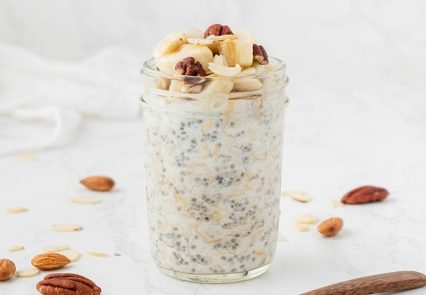 Chia seed pudding in glass jar